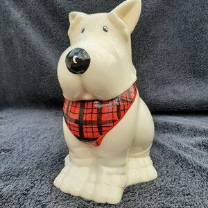 Ceramic Dog Cookie Treat Jar White Scottish Terrier MSRF Inc. Design Studio 9.5"